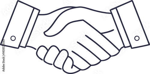 Hands clasping vector line art minimalist illustration simple graphic design 