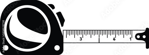 Black and White Vector Measuring Tape Graphic