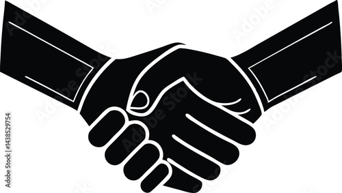 Hands clasping vector silhouette black minimalist graphic illustration design