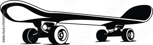 Black and White Skateboard Vector Graphic