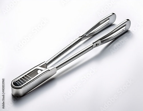stainless steel tongs with firm grip and versatile design isolated on white background