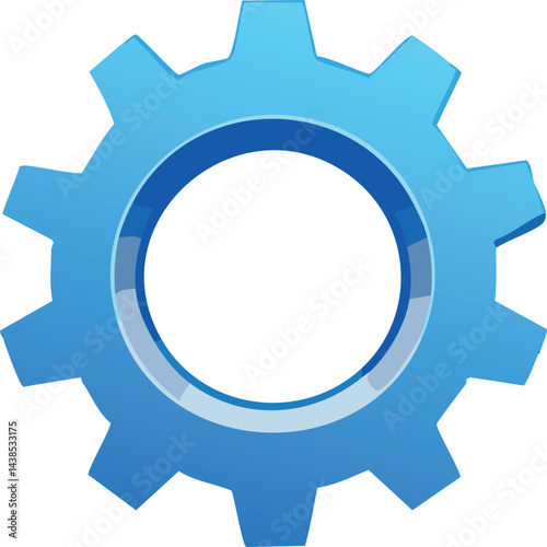 Settings Gear Icon with Realistic Shadows - Config Vector for Control Panels & Tech Branding