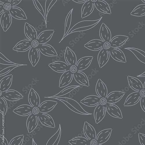 Abstract Digital Hand Drawn Seamless floral pattern background. ready for print digital flower textile allover design