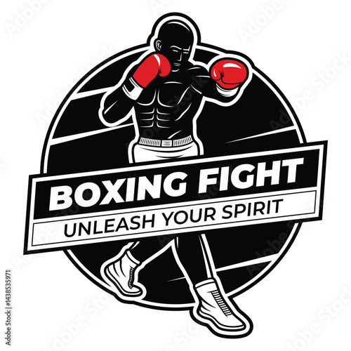 Black and White Boxing Fighter Mascot Logo