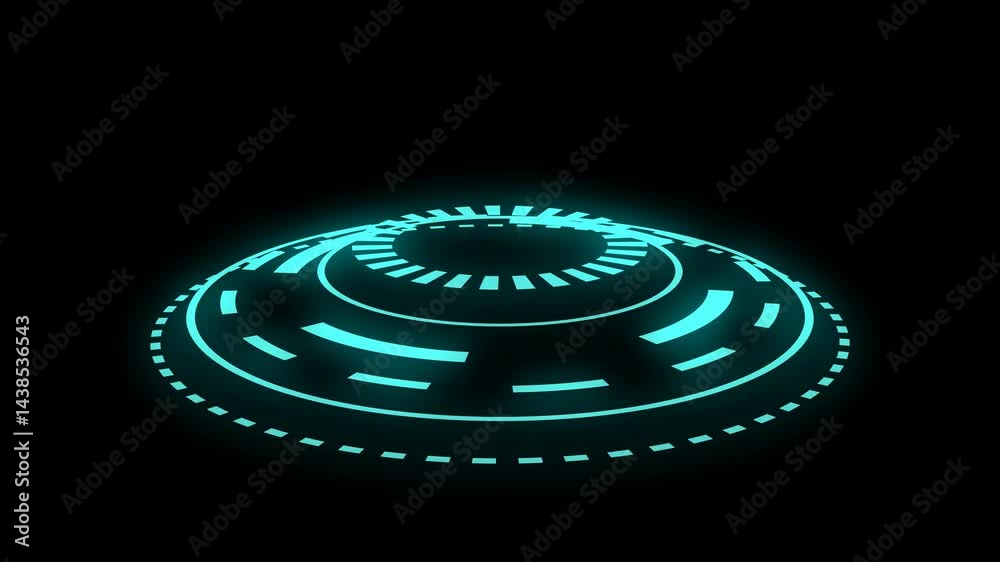 3D holographic futuristic  animation. 4k Technology  element in chroma key. HUD circle interfaces. High Tech Concept