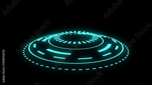 3D holographic futuristic  animation. 4k Technology  element in chroma key. HUD circle interfaces. High Tech Concept
