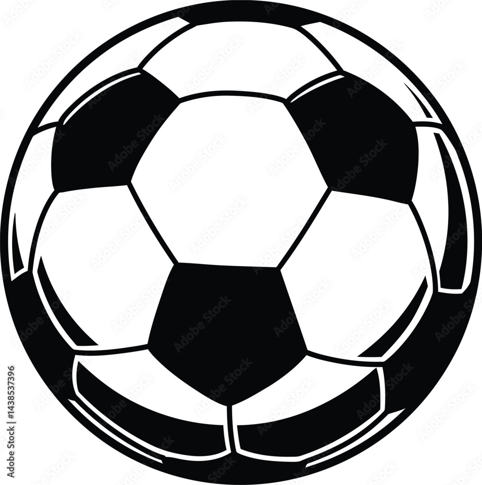 Obraz premium Black and White Vector Soccer Ball Illustration