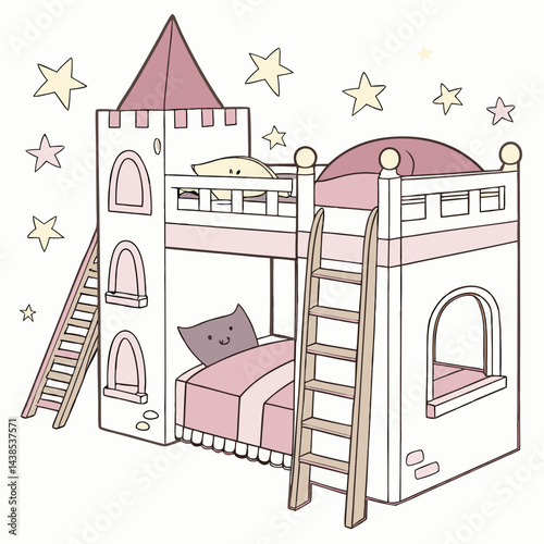 Whimsical children's bed shaped like a magical castle