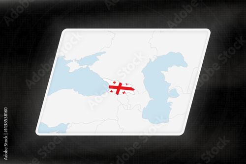 Georgia Highlighted in Flag Colors on Geographic Map.