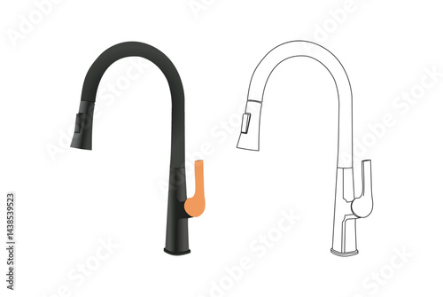 Water tap design and art vector illustration