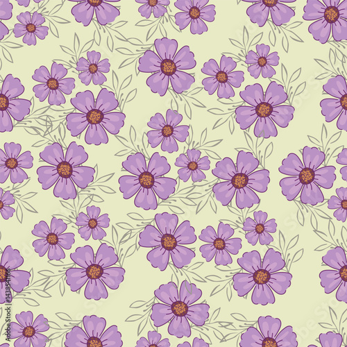 Botanical trendy seamless pattern. Flower and leaves abstract shape doodle art design for print, wallpaper, clipart, wall art for home decoration