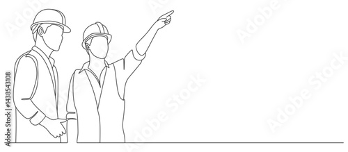 Building Construction worker line art style vector illustration