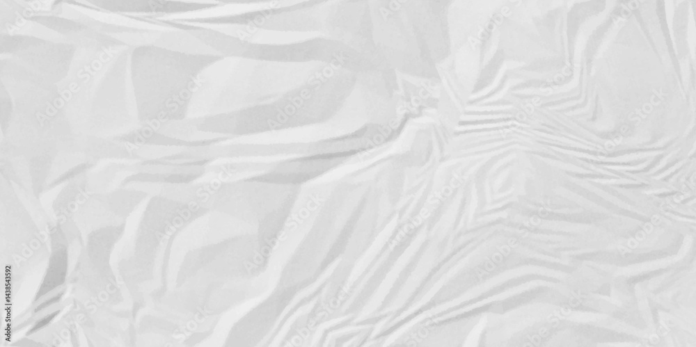 White crumpled paper Blank white crumpled and creased paper poster. White wrinkled paper texture. 
