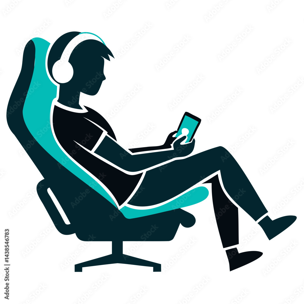 Gamer Chair Reclining Silhouette with Controller Gamer Chair Reclining Silhouette with Controller