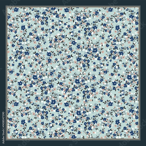 scarf hijab design with small flowers pattern image