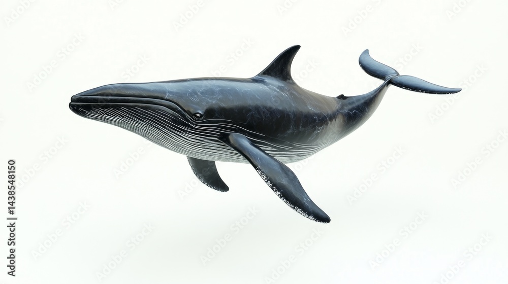 Fototapeta premium Whale swimming gracefully in ocean marine environment 3d render nature underwater view marine life concept