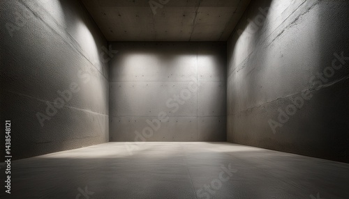 empty concrete room a minimalistic 3d representation of an unadorned space featuring stark shadows cast against the rough wall evoking a sense of isolation and simplicity