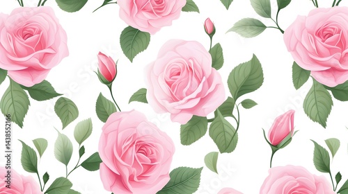 Professional seamless pattern with abstract pink rose flowers for design projects