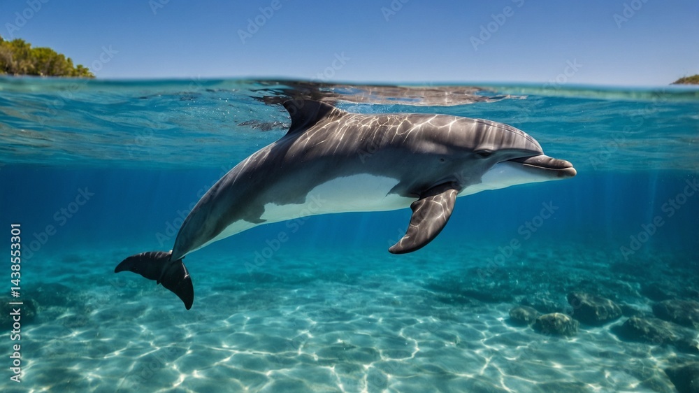 Fototapeta premium dolphin in the water, Generative Ai