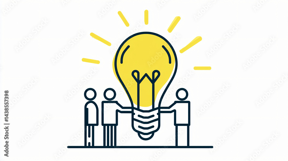 Team collaboration with lightbulb - innovation icon