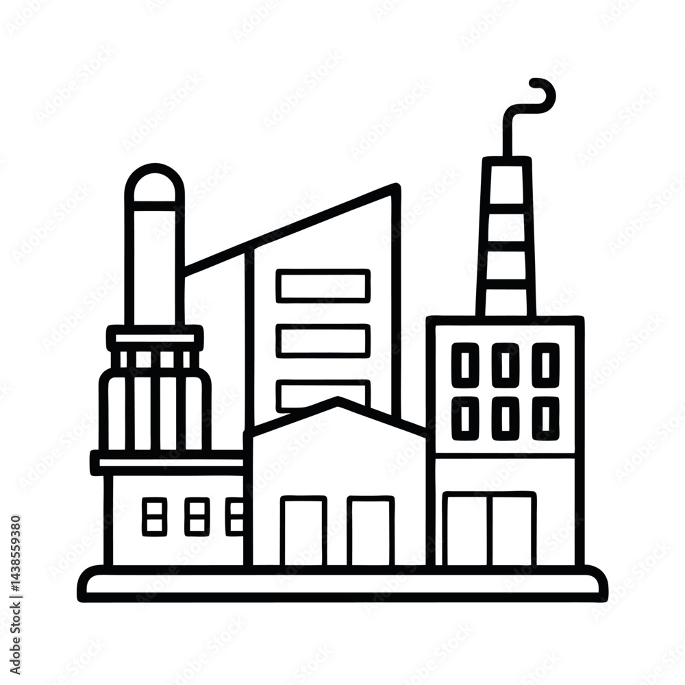 outline of a industrial factory line art vector outline of a industrial factory line art vector