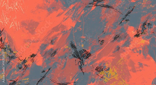 Abstract Artwork with Orange and Gray Color Palette