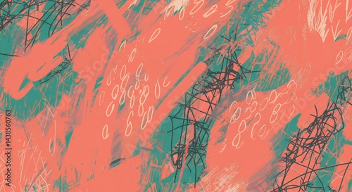 Abstract Art with Teal and Coral