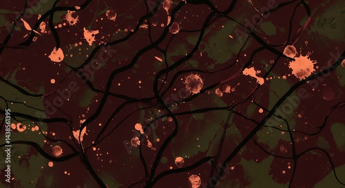 Abstract Painting with Black Lines and Splatters