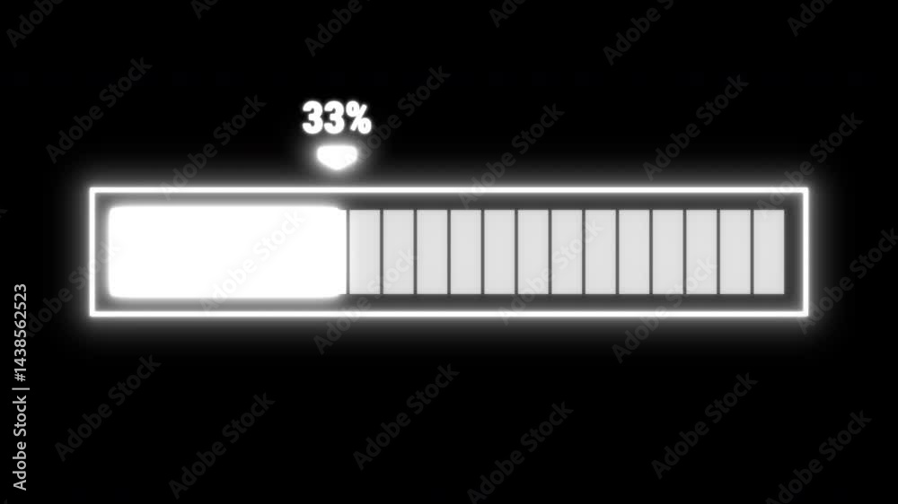 Loading Bar, Progress, White, Neon, Glow, Digital, Interface, Technology, Animation, Futuristic, Modern