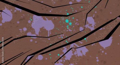 Brown Background with Abstract Shapes and Paint Splatters