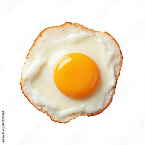 Fried egg, protein-packed breakfast, isolated on white background