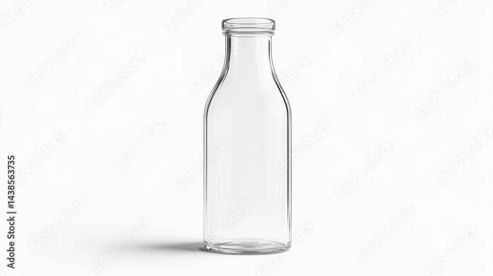 Empty clear glass bottle with a screw cap, isolated on white background. Empty clear glass bottle with a screw cap, isolated on white background.
