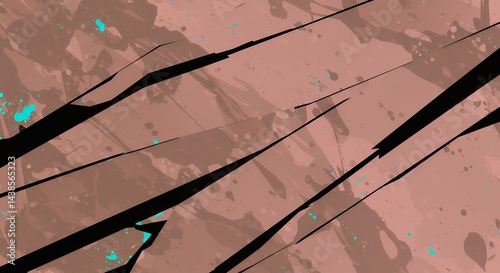 Abstract Artwork with Black Lines and Splatters