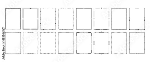 Simple frame. Line frames decorative outline stroke borders for menu, invitations and greeting cards in vintage Victorian style. Minimalists classic vector set
