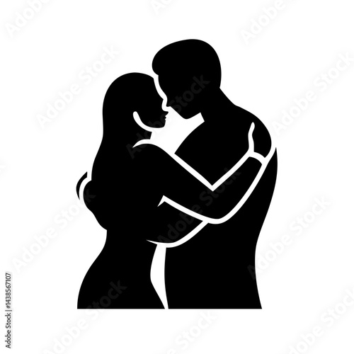 Silhouette of a romantic couple embracing for intimate design themes