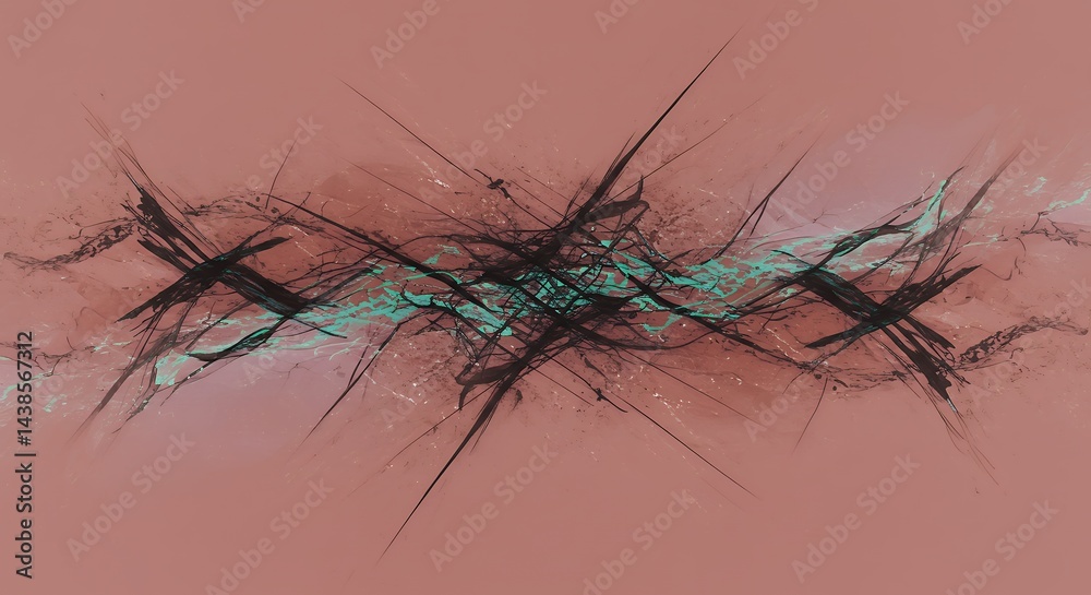 Fototapeta premium Abstract Lines on Coral Background