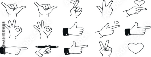 holding hands gestures - love and friendship concepts - tattoo and sticker design elements. Valentine's day greeting card in minima