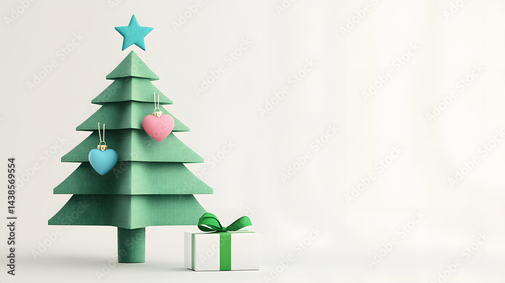 Fototapeta premium christmas, tree, holiday, winter, decoration, christmas tree, celebration, xmas, star, card, illustration, design, vector, new year, year, fir, season, merry, snow, green, new, gift, ornament, greetin