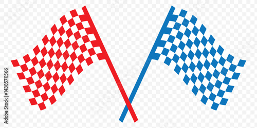 crossed racing checkered flags vector file racing flag silhouette vector icon. double crossed checkered racing flag NASCAR racing flag sports finish line flag on Transparent Background. EPS 10.