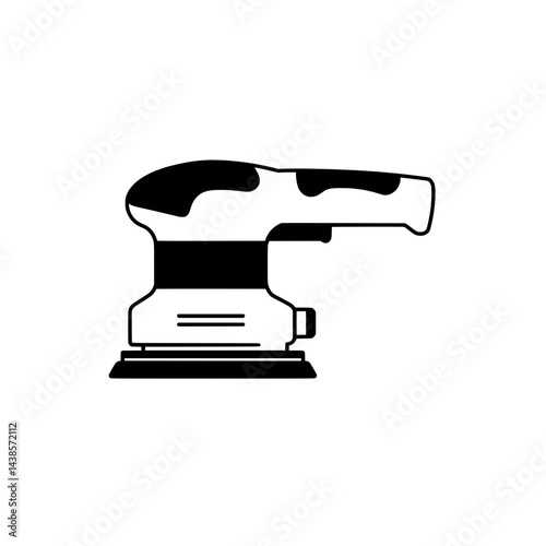 Power Sander Silhouette: An isolated silhouette of a modern power sander, depicting precision and power within the craft of woodworking and construction.