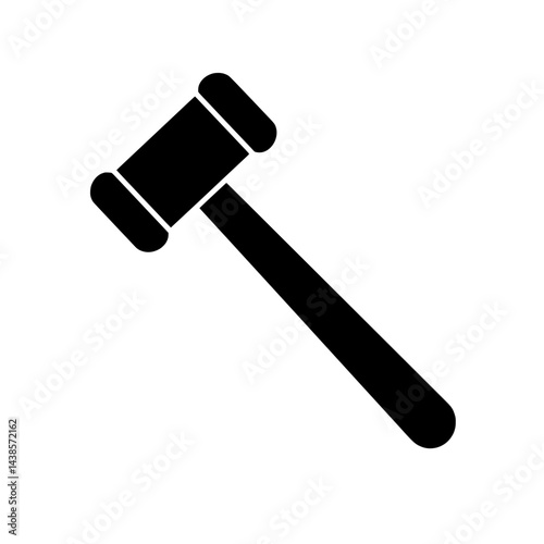 Gavel Icon: A simple, yet bold graphic of a gavel, signifying authority and justice. Ideal for legal or judiciary themes.