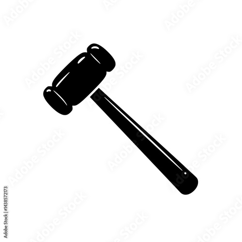 Judge's Gavel Icon: A simple, bold silhouette of a judge's gavel, symbolizing justice, authority, and legal proceedings. Perfect for legal websites, documents, or presentations.