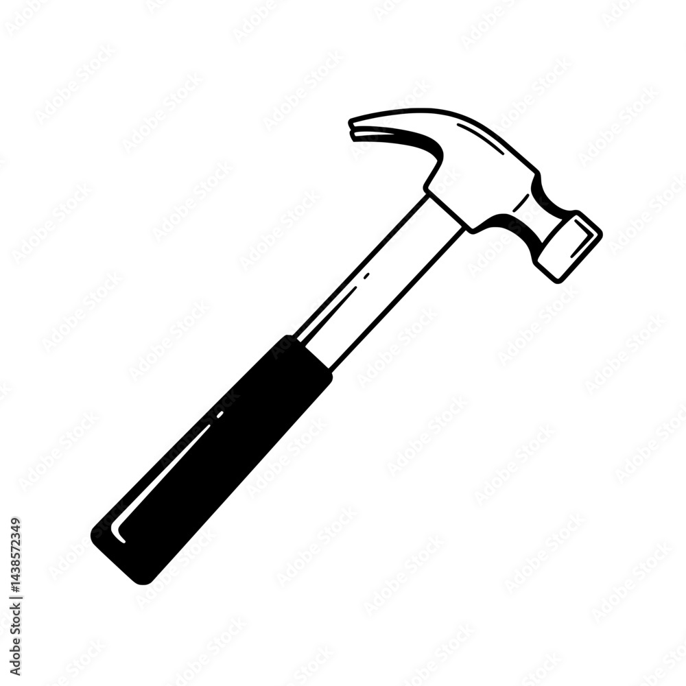 Hammer: a simple, yet powerful illustration of a hammer, a tool for construction and fixing. Hammer: a simple, yet powerful illustration of a hammer, a tool for construction and fixing.