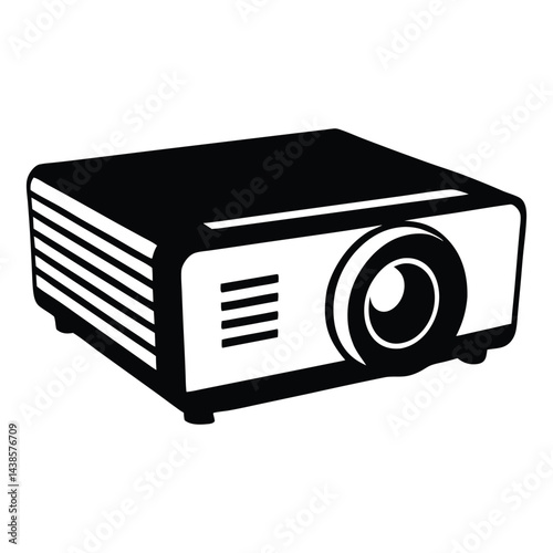 Compact projector silhouette vector illustration, Projector vector for classroom media presentation or school tools