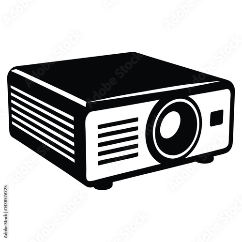 Compact projector silhouette vector illustration, Projector vector for classroom media presentation or school tools