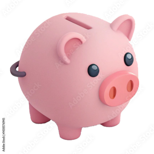 Piggy bank icon cute style in pink color symbolizing savings and thrift 