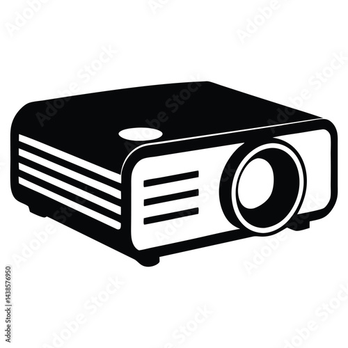 Compact projector silhouette vector illustration, Projector vector for classroom media presentation or school tools