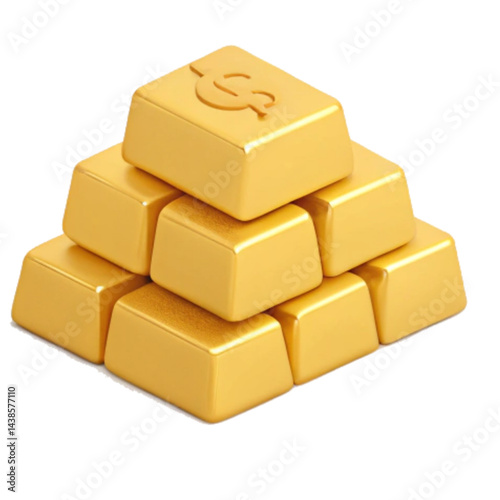 Gold bars stack flat style in yellow colors representing wealth and value 