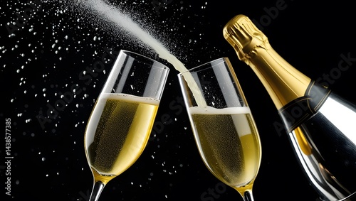 champagne bottle and glasses