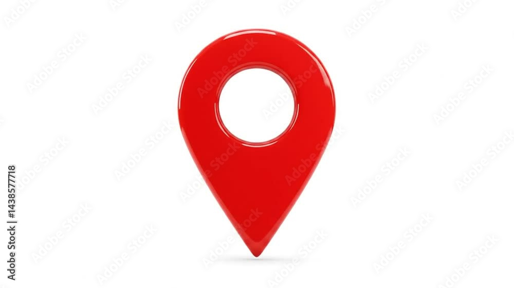 Red Location Pin Rotating on White Background Simple Animation Red Location Pin Rotating on White Background Simple Animation